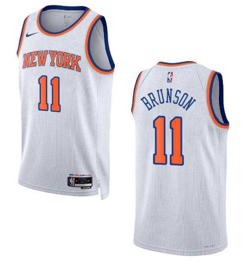Men's New York Knicks #11 Jalen Brunson White Stitched Basketball Jersey Dzhi